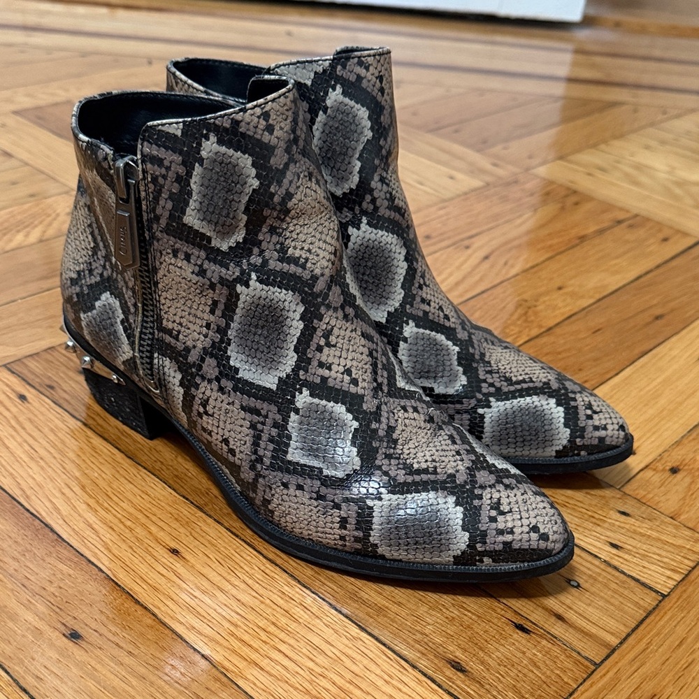 Snakeskin Print Ankle Boots